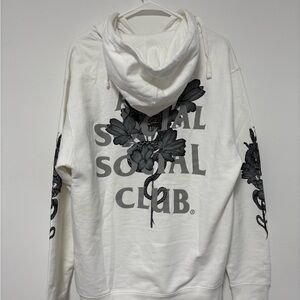 Anti Social Social Club White Hoodie with Black Floral Design
